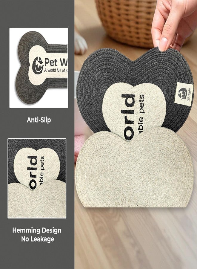 PET WORLD Bone Shape Handwoven Woof Pet Mat for Dog & Cat|Hand Braided| Skin Friendly Food Mat| Floor Mat|Pet Area Carpet|Non-Slip Mat Indoor Outdoor Mat|60 * 40 CM| Black&White - Image 4
